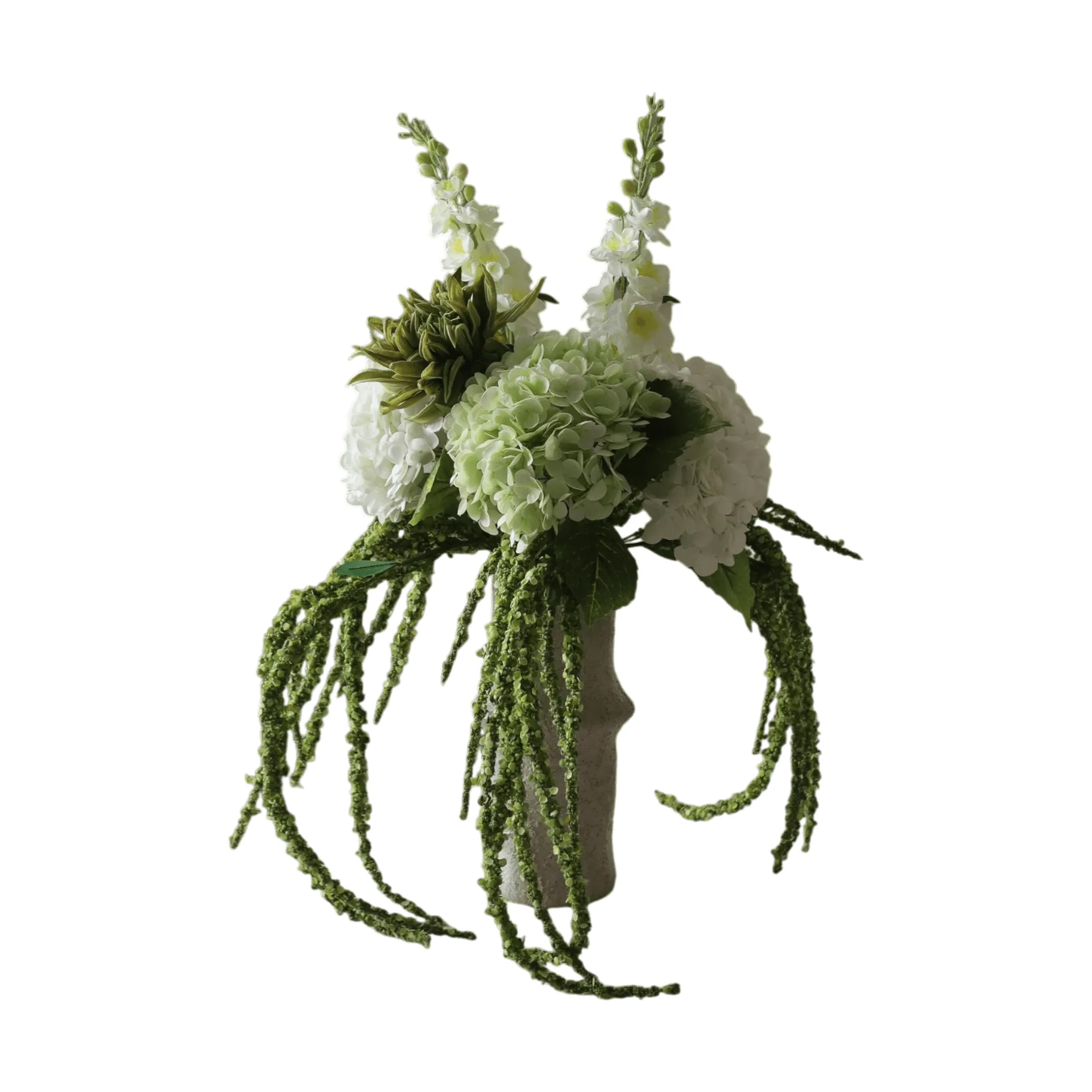 Enchanted Matcha artificial bouquet, Delphinium-amaranth-hydrangea-cactus, 9 pcs Botané