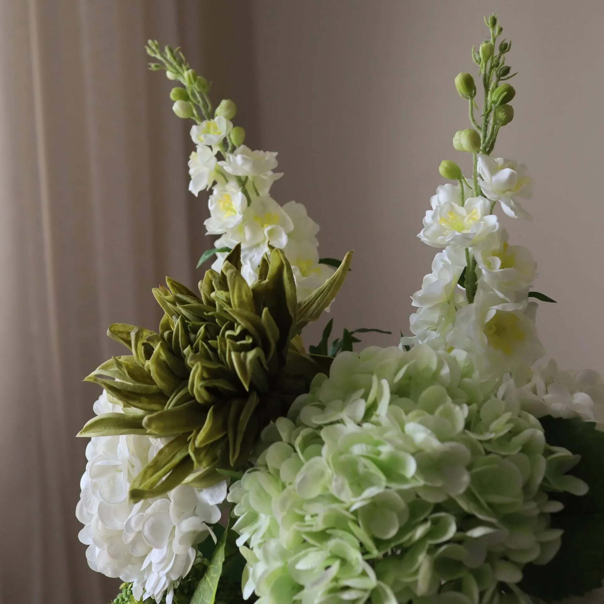Enchanted Matcha artificial bouquet, Delphinium-amaranth-hydrangea-cactus, 9 pcs Botané