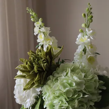 Enchanted Matcha artificial bouquet - Delphinium-amaranth-hydrangea-cactus, 9 pcs - Botané