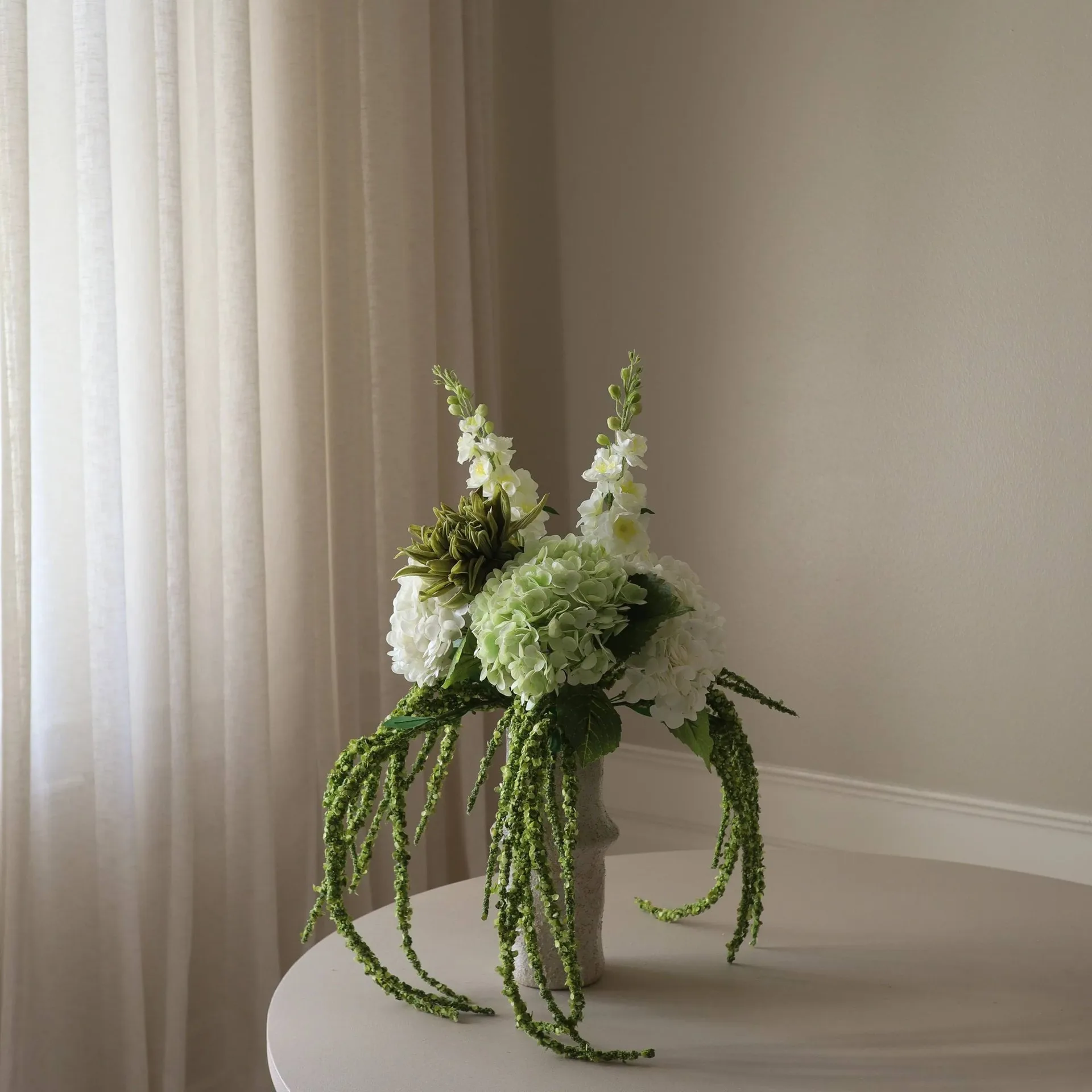 Enchanted Matcha artificial bouquet, Delphinium-amaranth-hydrangea-cactus, 9 pcs Botané