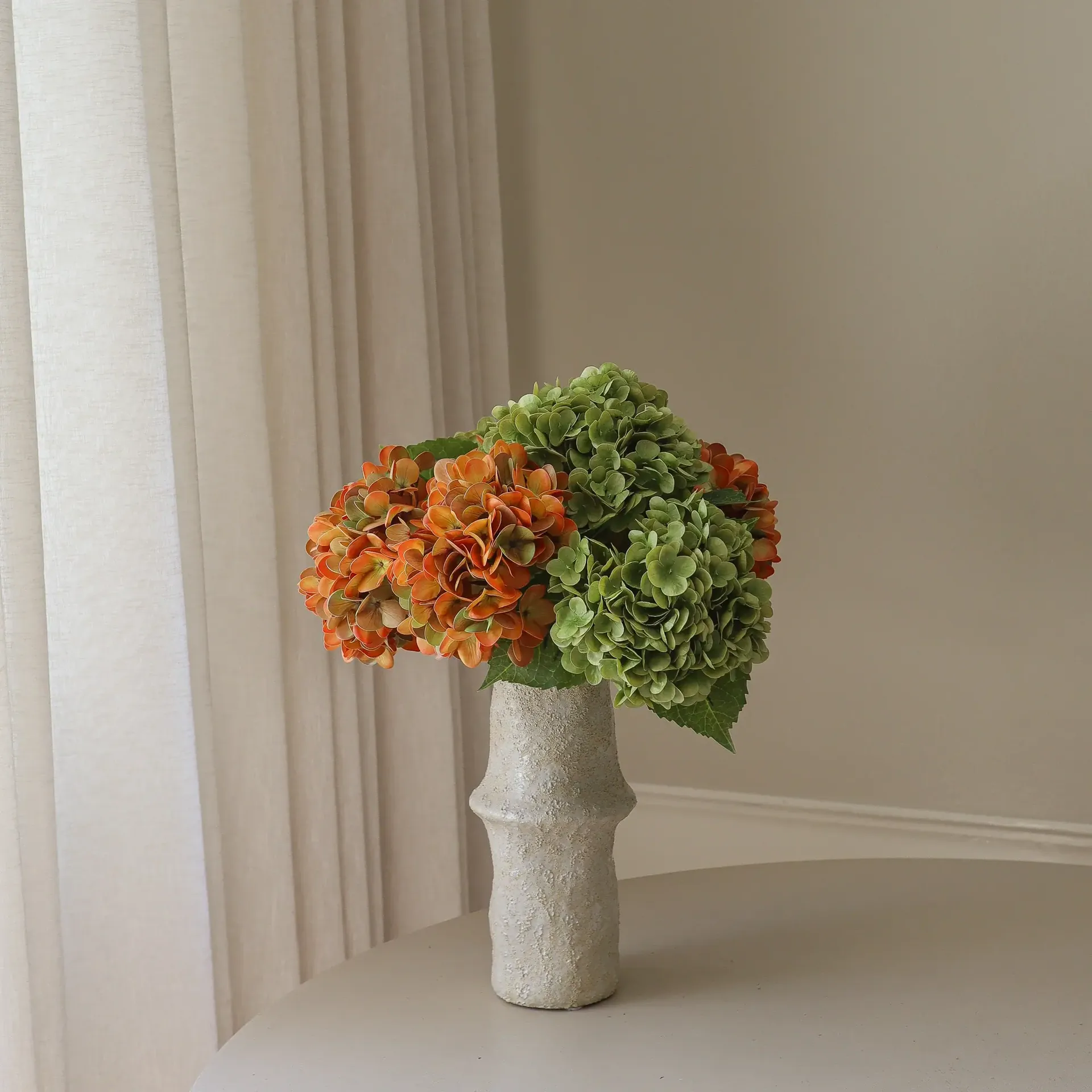 Hydrangea artificial bouquet, Copper, 60 cm, 7 pcs Botané