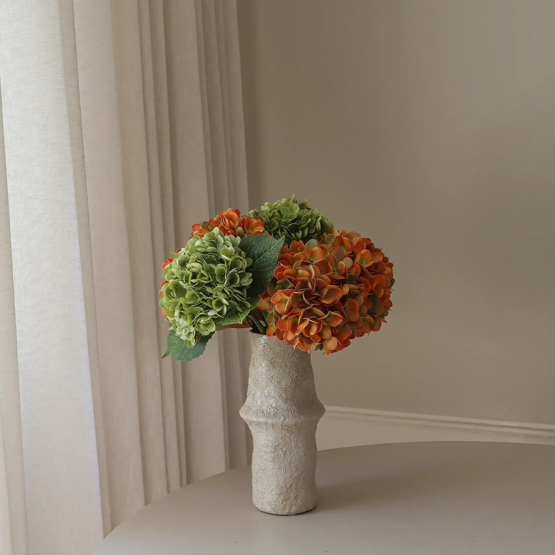 Hydrangea artificial bouquet, Copper, 60 cm, 7 pcs Botané