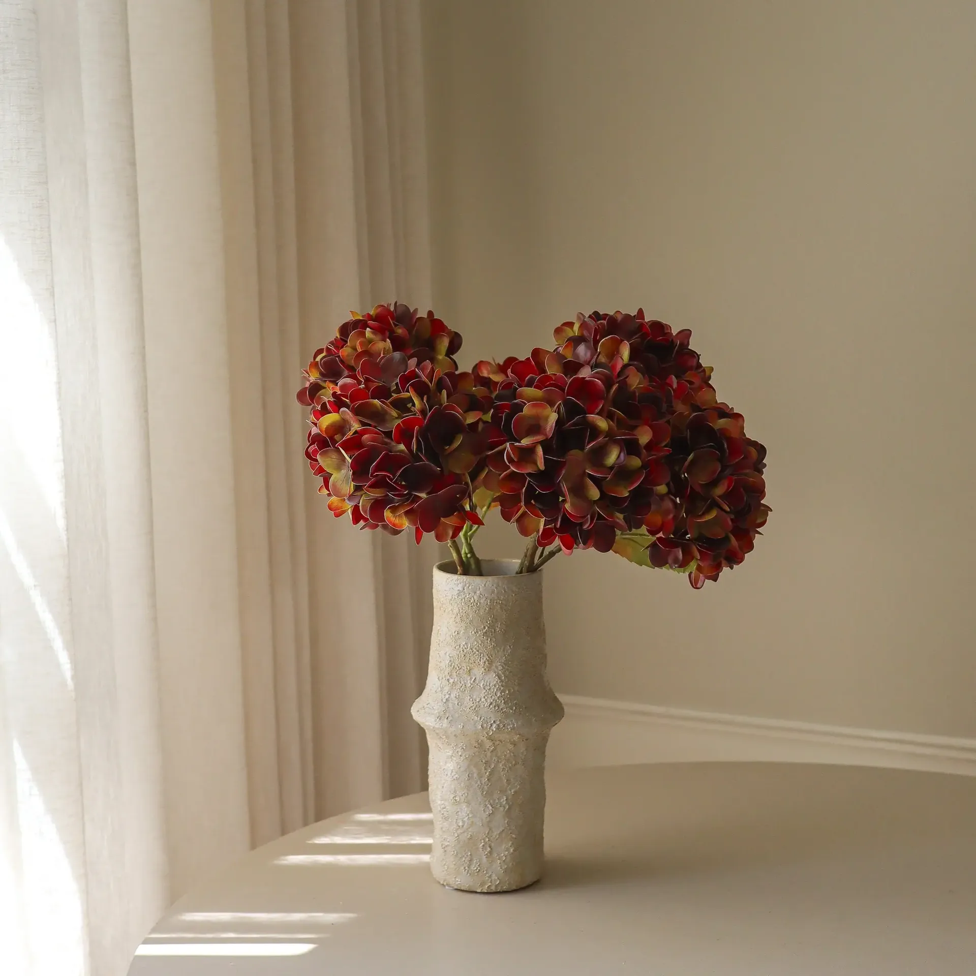 Hydrangea artificial bouquet, Deep burgundy, 60 cm, 6 pcs Botané