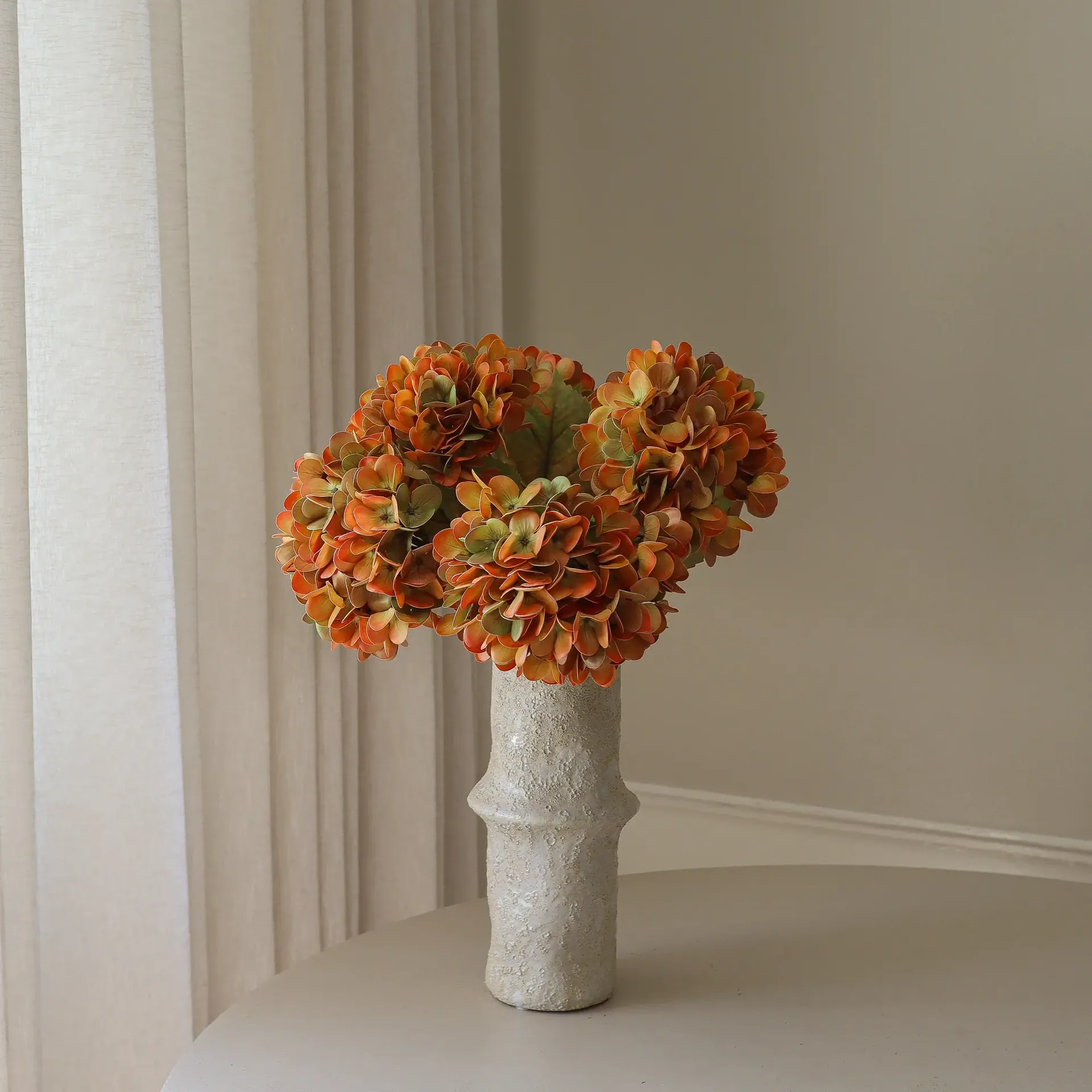 Hydrangea artificial bouquet, Orange, 60 cm, 6 pcs Botané