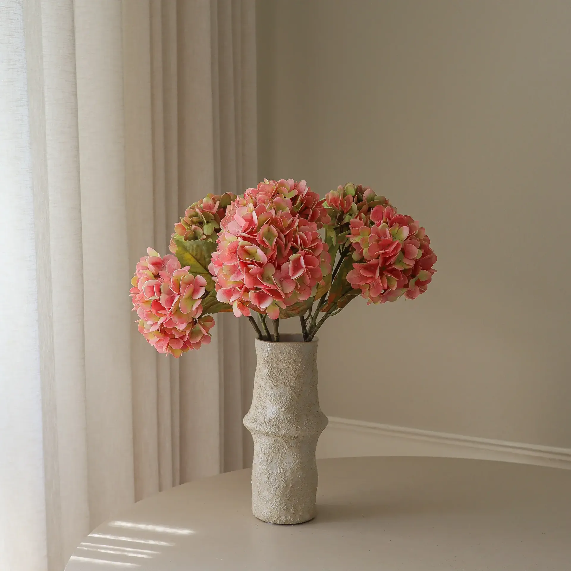 Hydrangea artificial bouquet, Soft pink, 60 cm, 5 pcs Botané