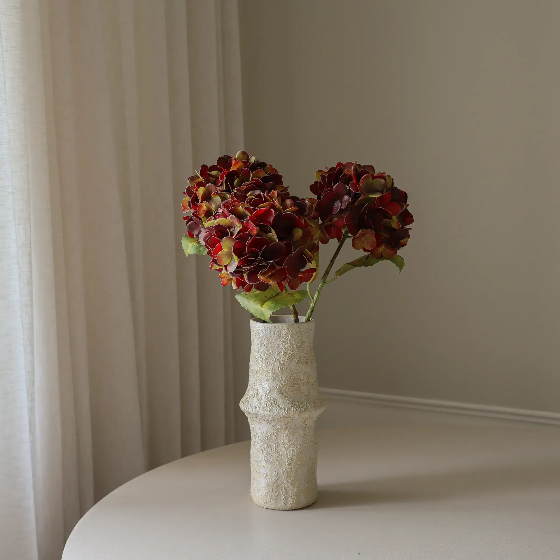 Hydrangea artificial flower, Deep burgundy, 60 cm, 1 pc Botané