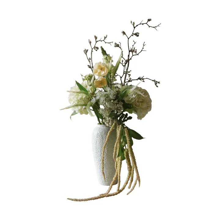 Ivory Cascade artificial bouquet - Snowberry branch-cherry branch-poppy-hydrangea 13 pcs - Botané