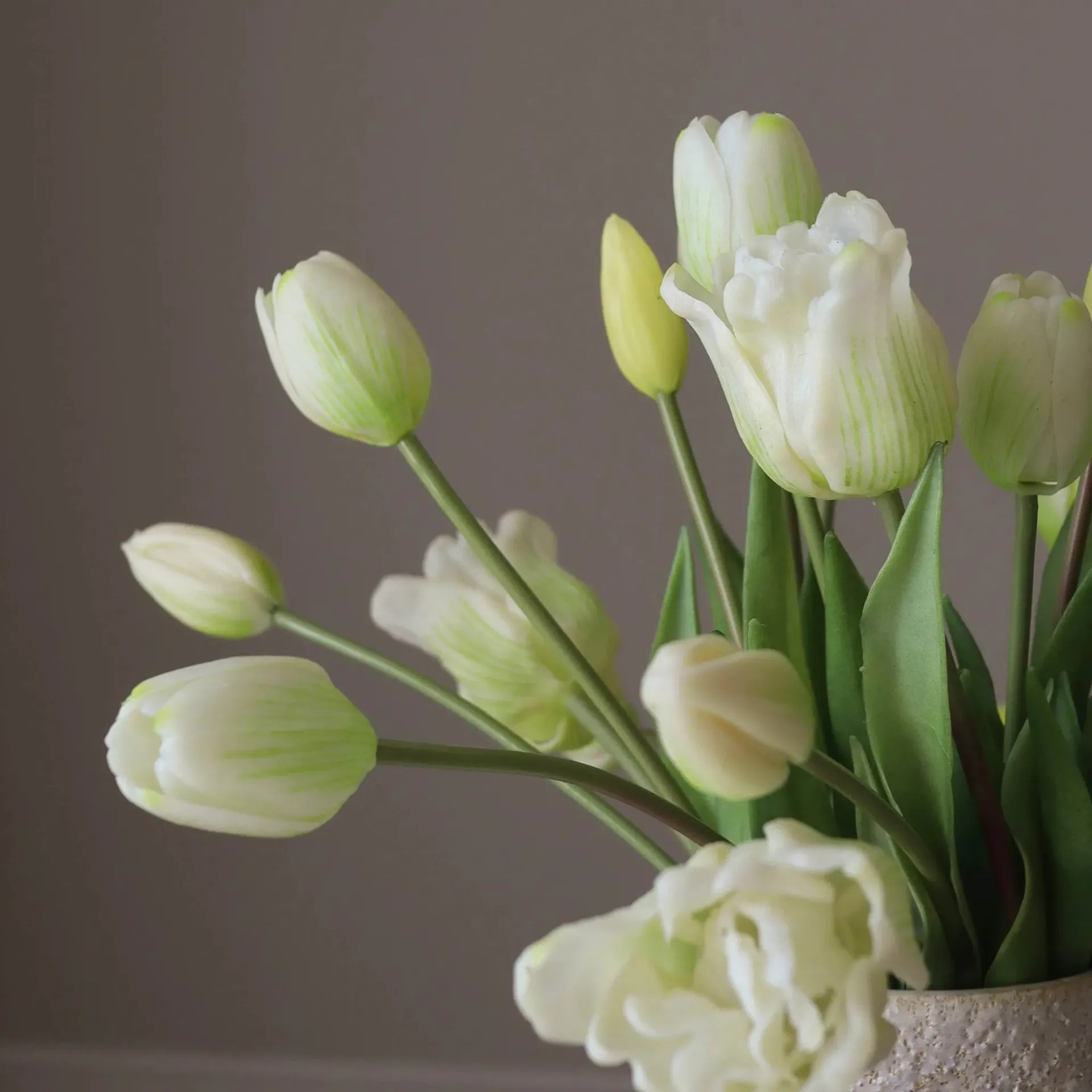 Mixed artificial tulip bouquet, White, 20 pcs Botané