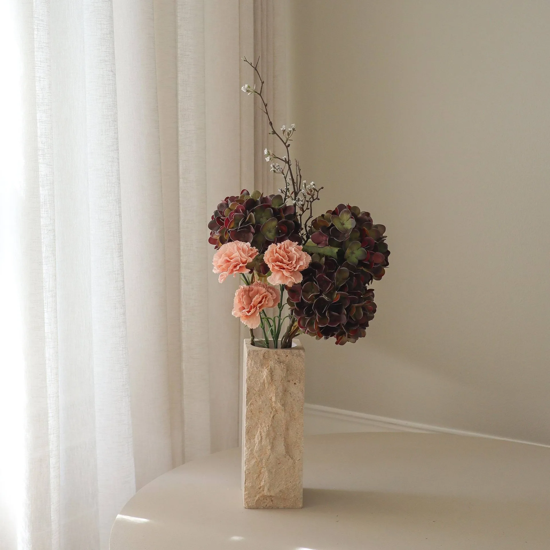 Moody blush artificial bouquet, Hydrangea, carnation, spray, 97 cm Botané