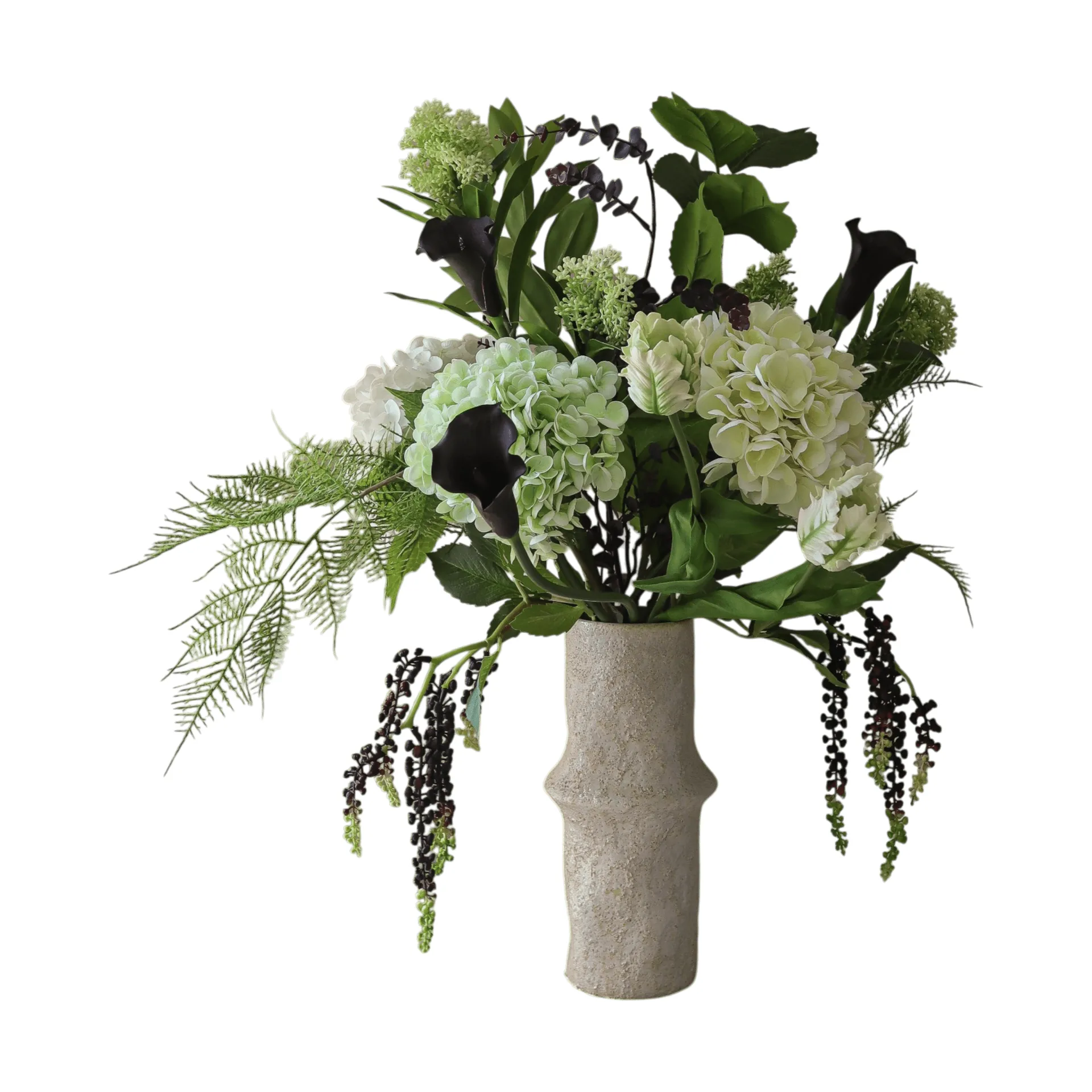 Moonlit Garden artificial bouquet, Hydrangea-parrot tulip-calla, 106 cm, 17 pcs Botané