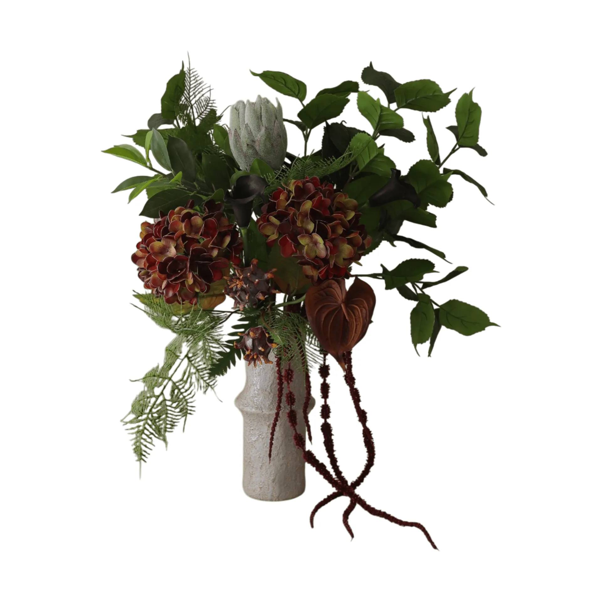 Noir Botanica artificial bouquet, Hydrangea-calla-anthurium 112 cm, 15 pcs Botané