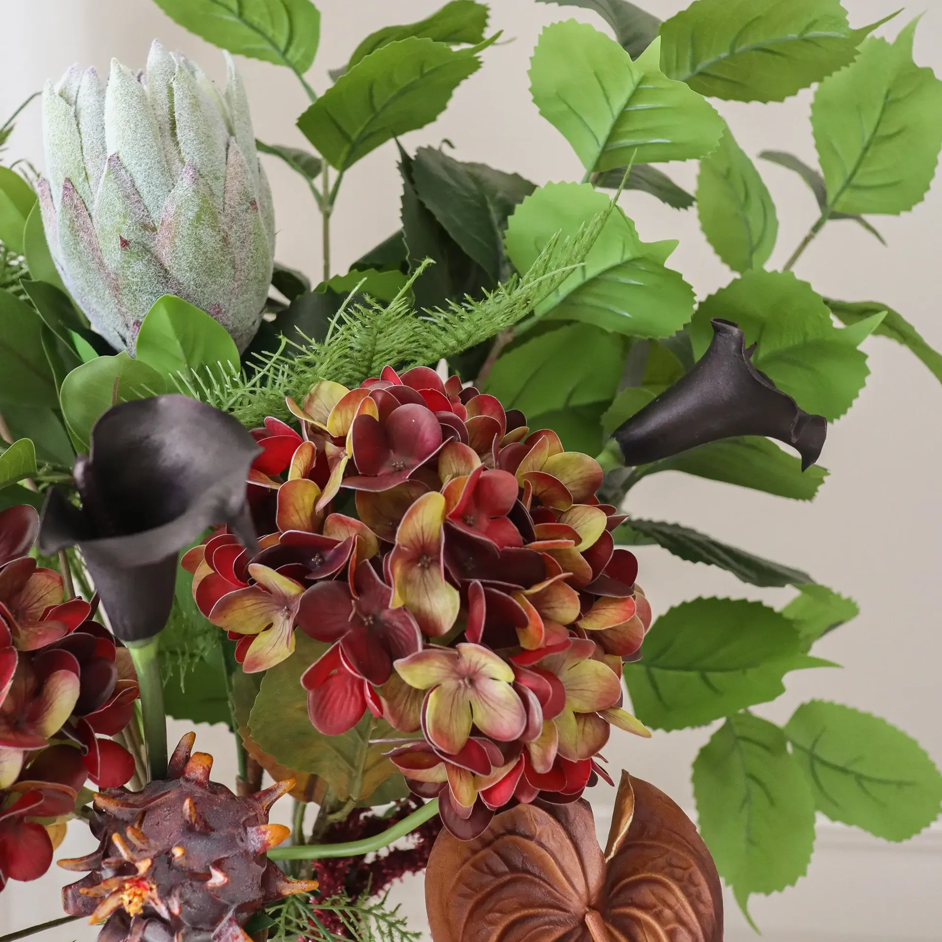 Noir Botanica artificial bouquet, Hydrangea-calla-anthurium 112 cm, 15 pcs Botané