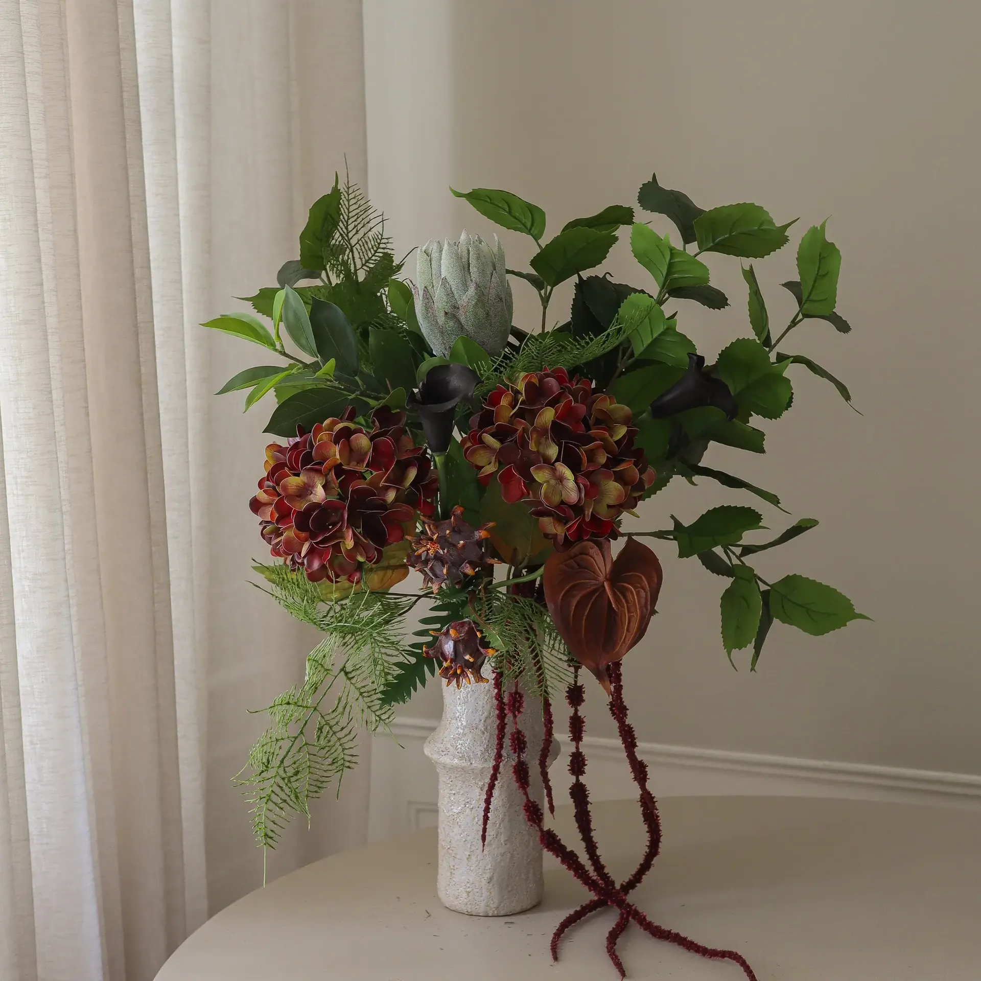 Noir Botanica artificial bouquet, Hydrangea-calla-anthurium 112 cm, 15 pcs Botané