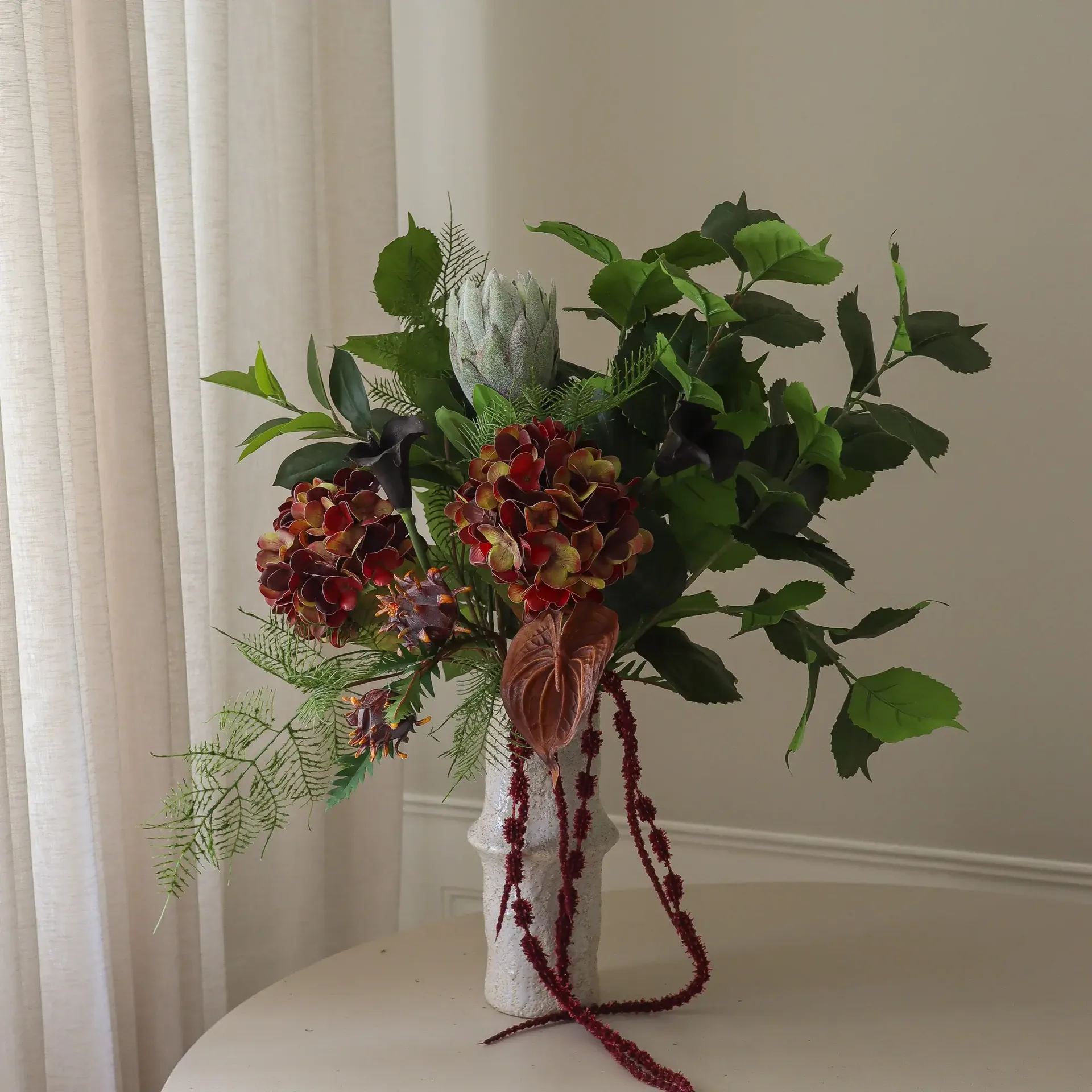 Noir Botanica artificial bouquet, Hydrangea-calla-anthurium 112 cm, 15 pcs Botané