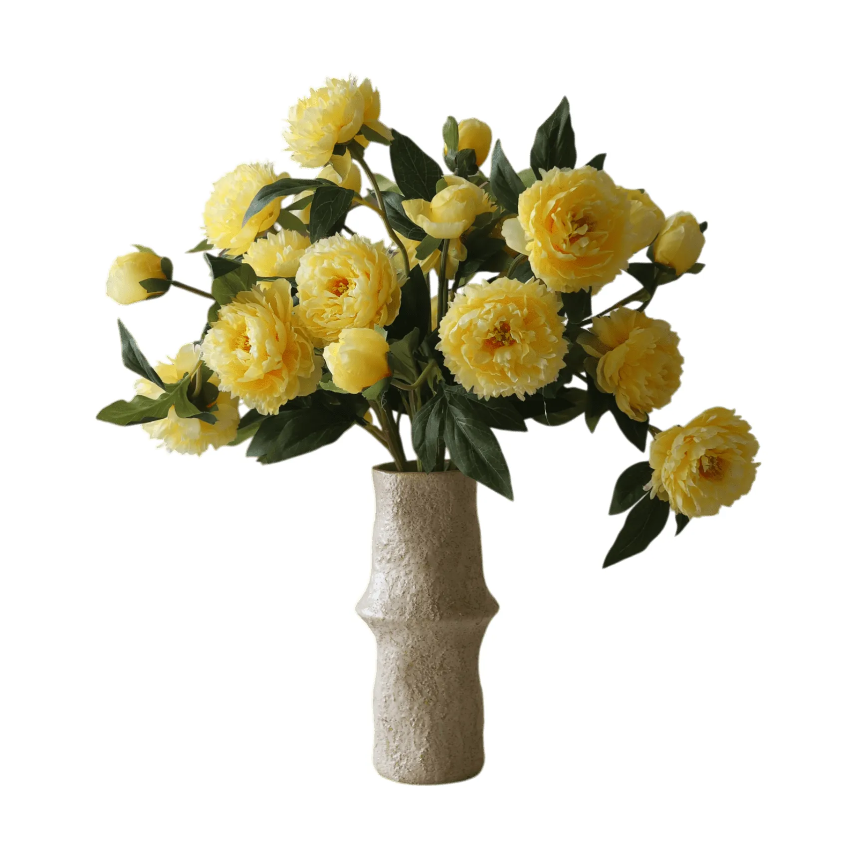 Peony artificial bouquet, Large, yellow 7 pcs Botané
