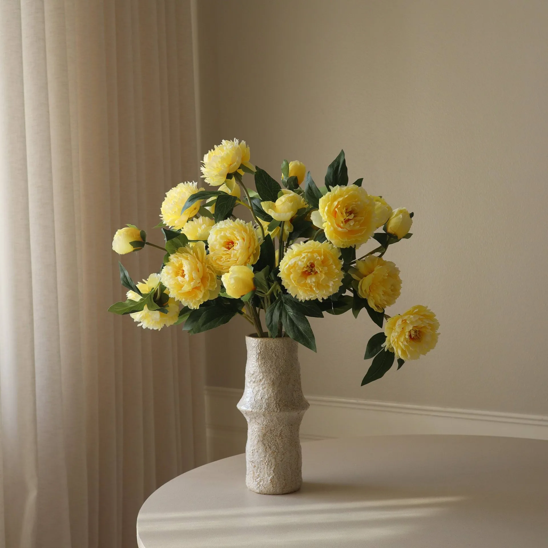 Peony artificial bouquet, Large, yellow 7 pcs Botané