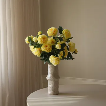 Peony artificial bouquet - Large, yellow 7 pcs - Botané