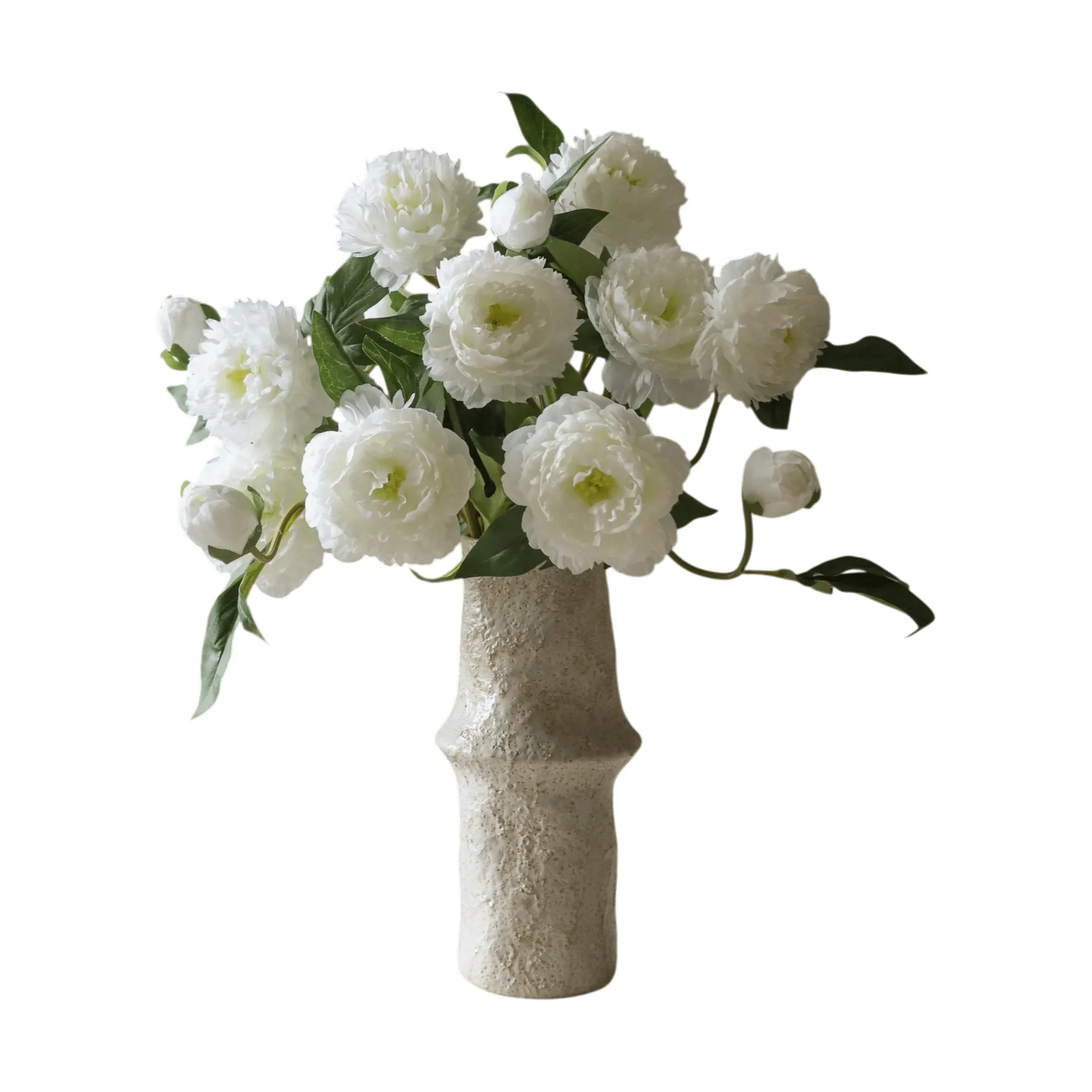 Peony artificial bouquet, Medium, white 5 pcs Botané