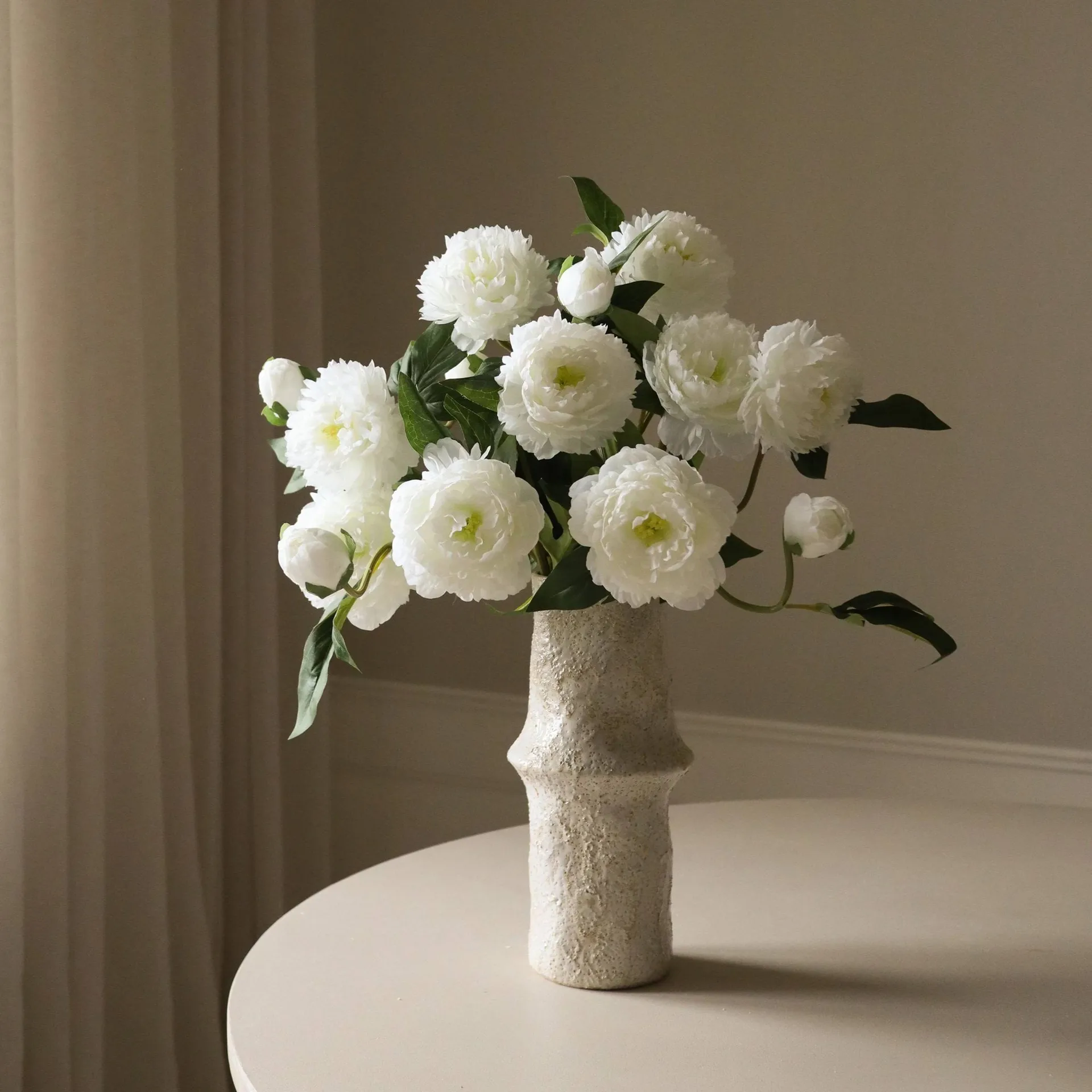 Peony artificial bouquet, Medium, white 5 pcs Botané