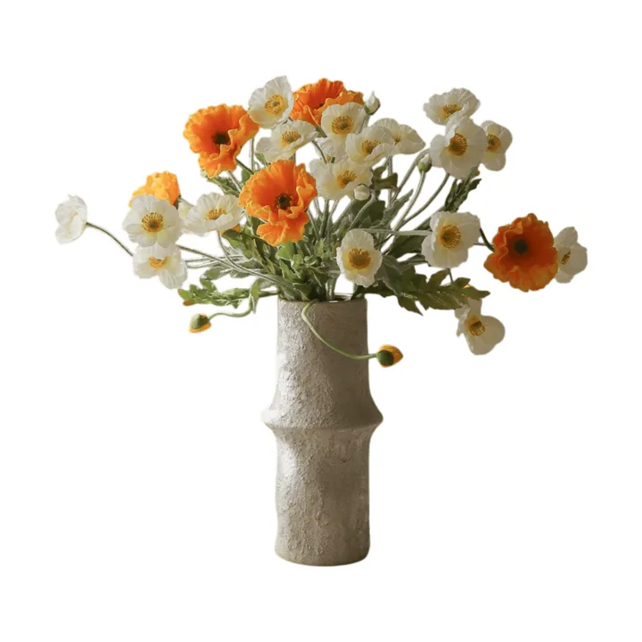 Poppy artificial bouquet - Daylight, white-orange - Botané