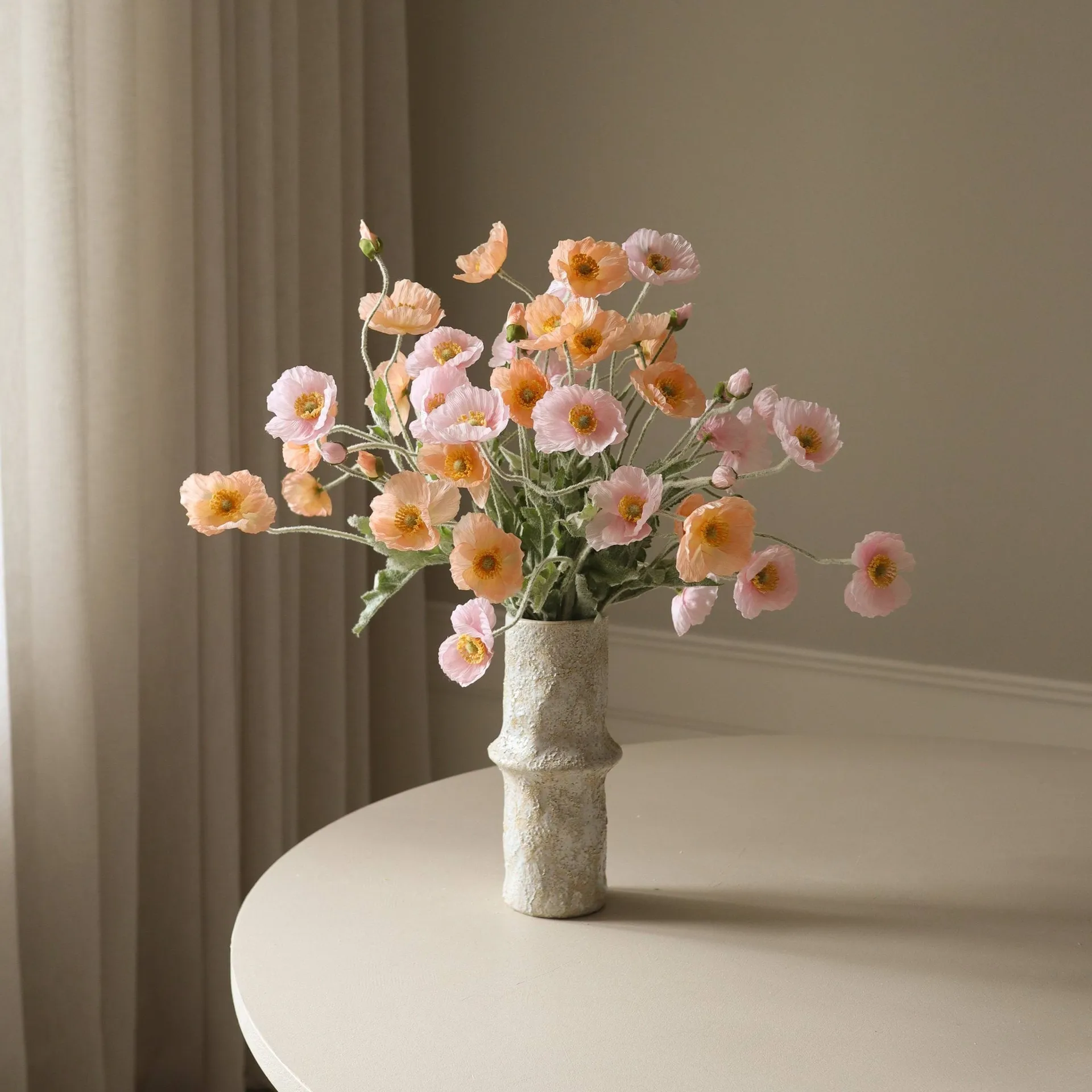 Poppy artificial bouquet, Sorbet Kisses, light pink-coral, 11 pcs Botané
