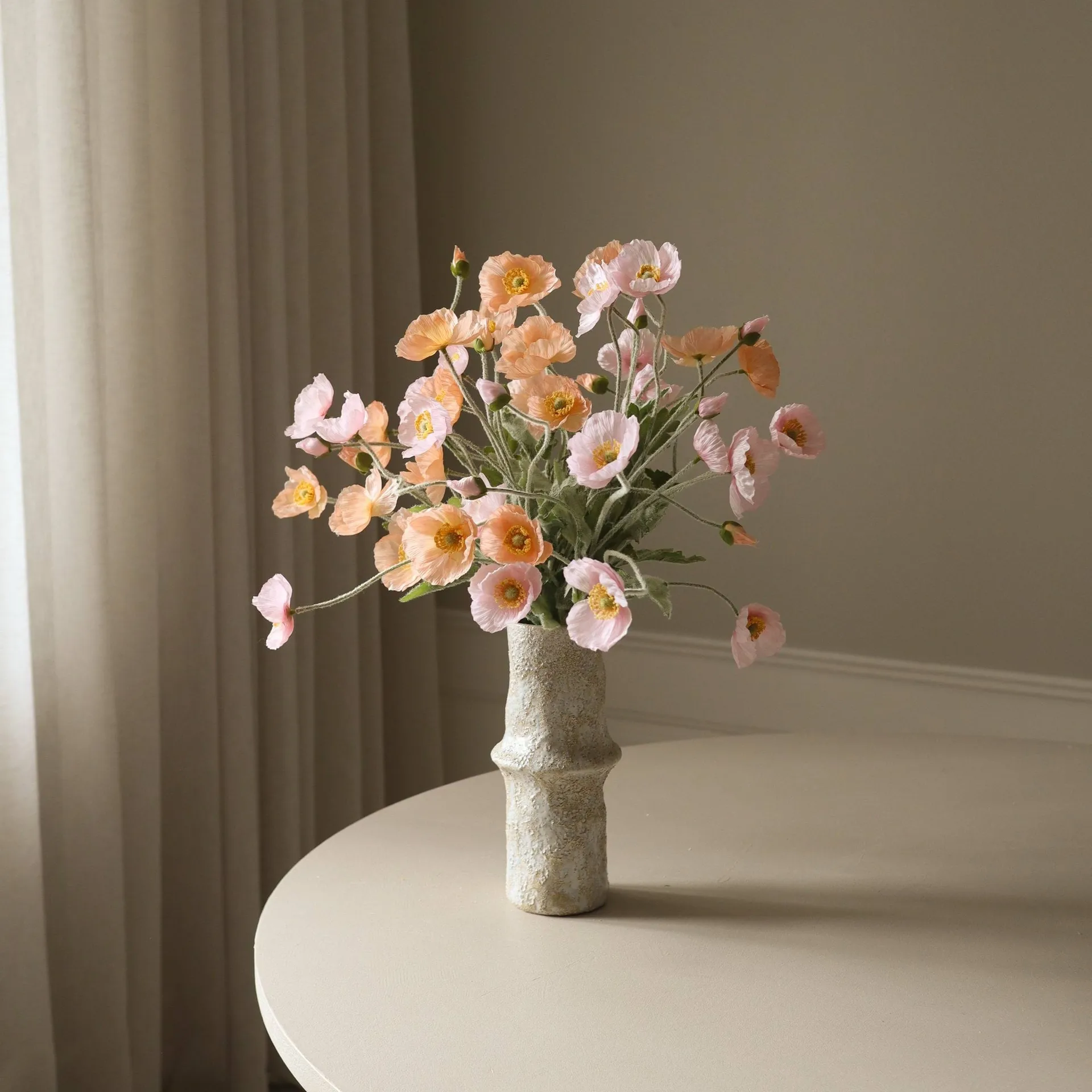 Poppy artificial bouquet, Sorbet Kisses, light pink-coral, 11 pcs Botané