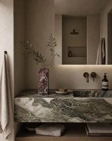 Rosso Levanto Edge marble vase - Medium, 30 cm - Botané