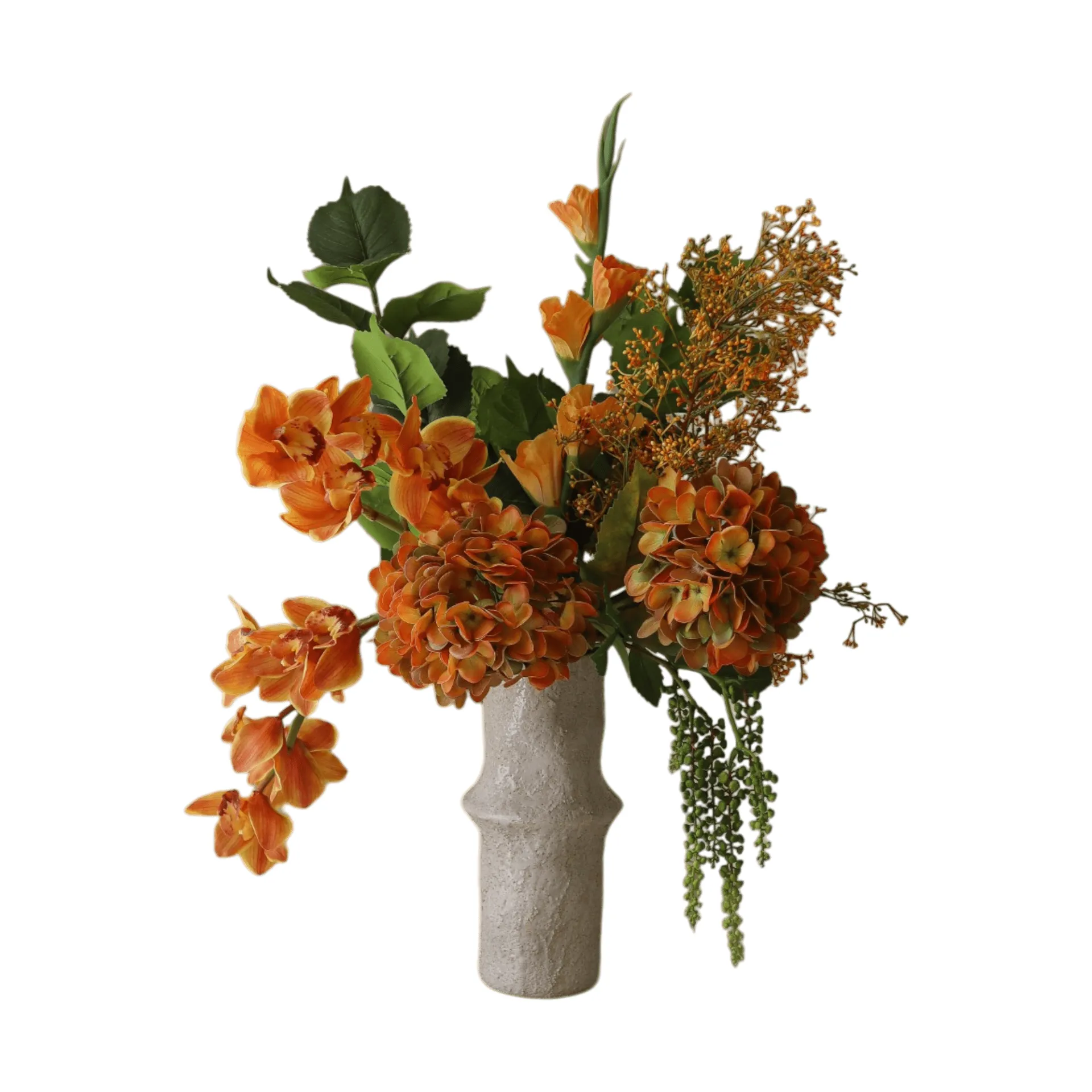 The Orangery artificial bouquet, Cymbidium orchid-gladiolus-hydrangea, 85 cm, 10 pcs Botané