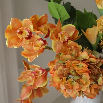 The Orangery artificial bouquet - Cymbidium orchid-gladiolus-hydrangea, 85 cm, 10 pcs - Botané