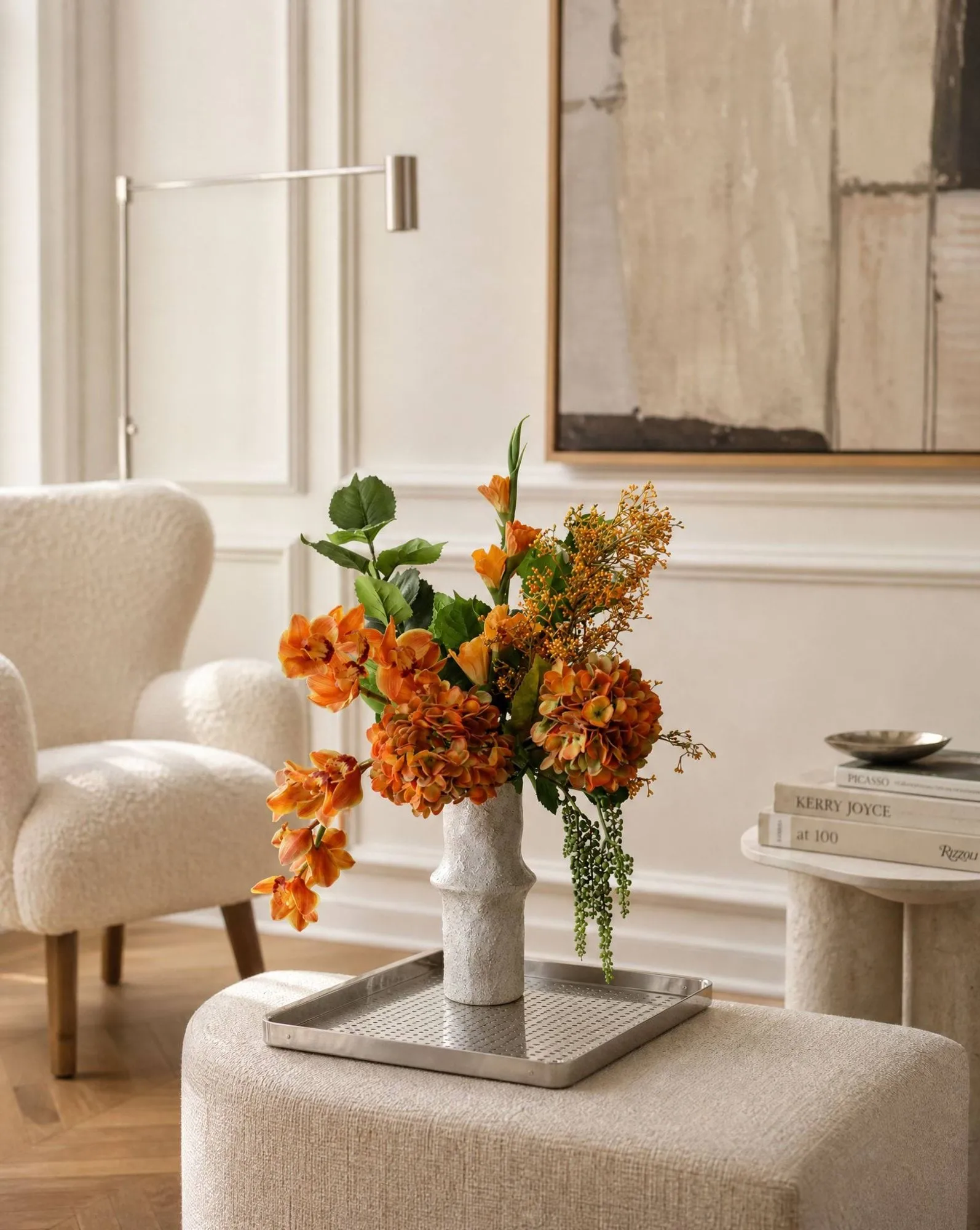 The Orangery artificial bouquet, Cymbidium orchid-gladiolus-hydrangea, 85 cm, 10 pcs Botané