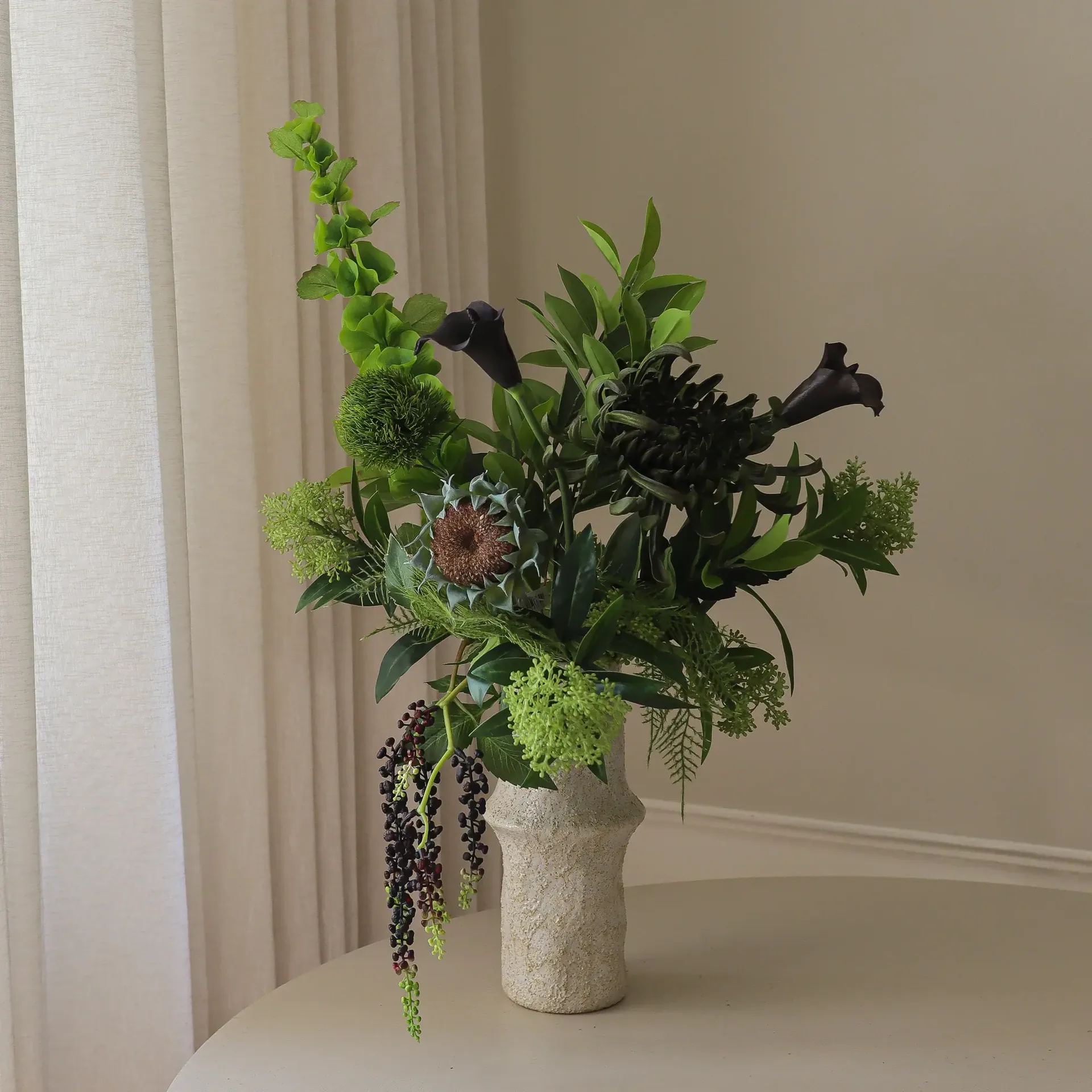 Verdant Noir artificial bouquet, Calla spider chrysanthemum autumn sunflower, 92 cm, 13 pcs Botané