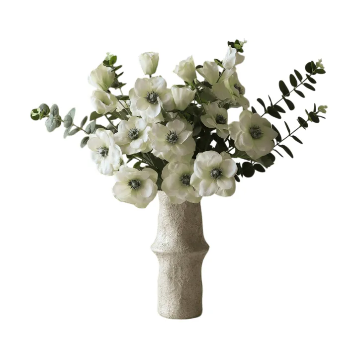 White Satin artificial bouquet - Anemone-eucalyptus 9 pcs - Botané