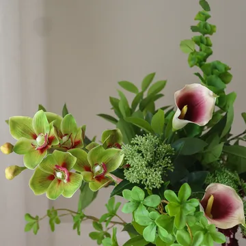 Wild Grove artificial bouquet - Calla-cymbidium orchid-queen anne’s lace, 112 cm, 16 pcs - Botané
