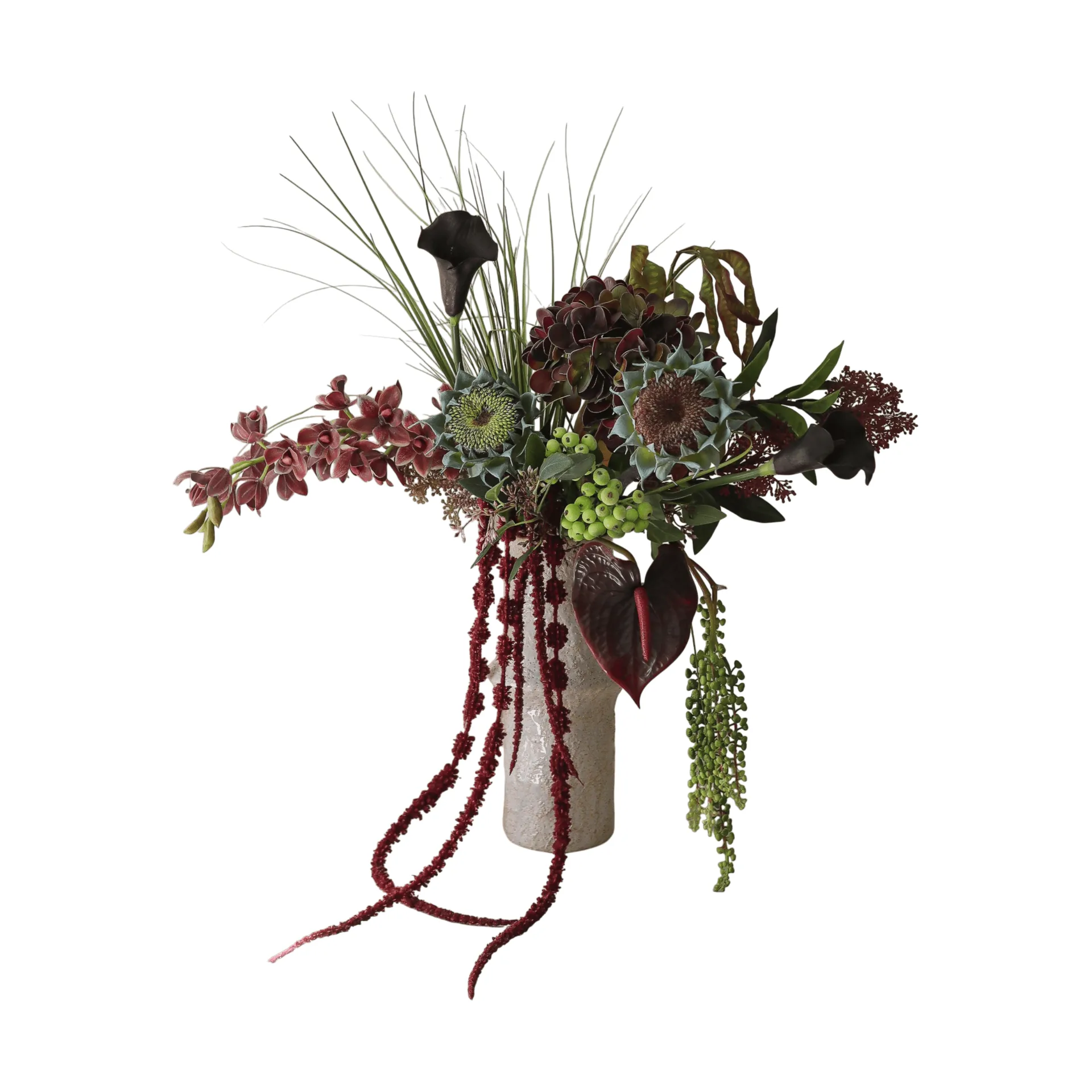 Woodland Nocturne artificial bouquet, Calla-anthurium-hydrangea-autumn sunflower, 112 cm, 14 pcs Botané