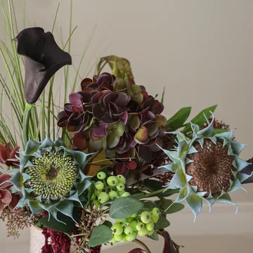 Woodland Nocturne artificial bouquet - Calla-anthurium-hydrangea-autumn sunflower, 112 cm, 14 pcs - Botané