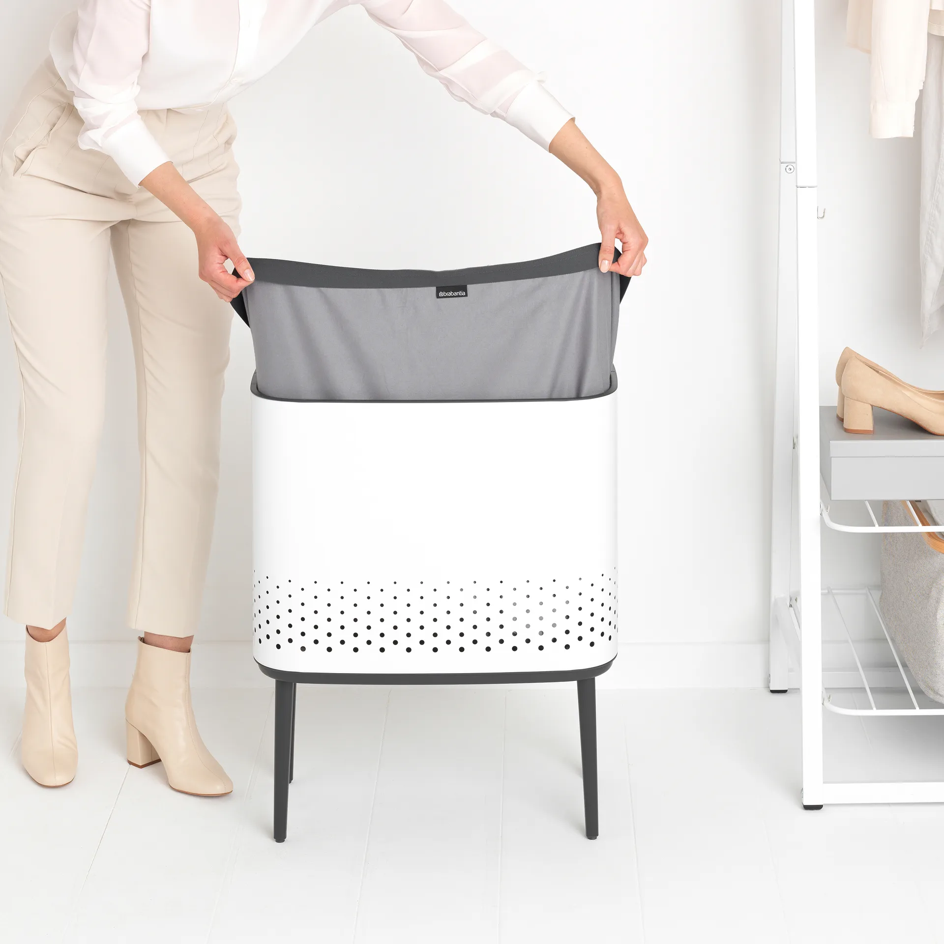 Bo laundry basket 60 L, white Brabantia