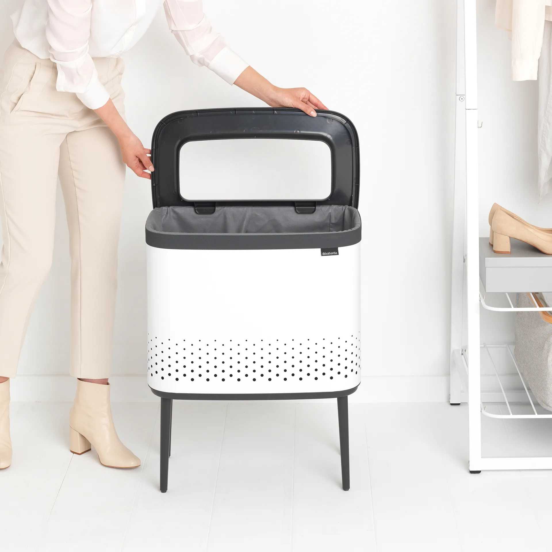 Bo laundry basket 60 L, white Brabantia