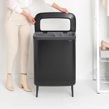 Bo laundry basket high 2x45 L - matte black - Brabantia