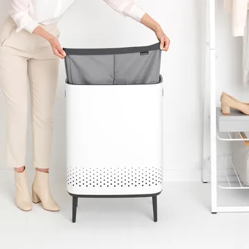 Bo laundry basket high 2x45 L - white - Brabantia