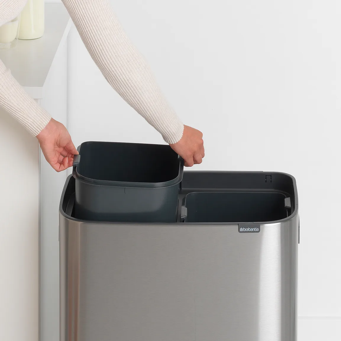 Bo touch bin 2x30 L, matte-brushed steel Brabantia
