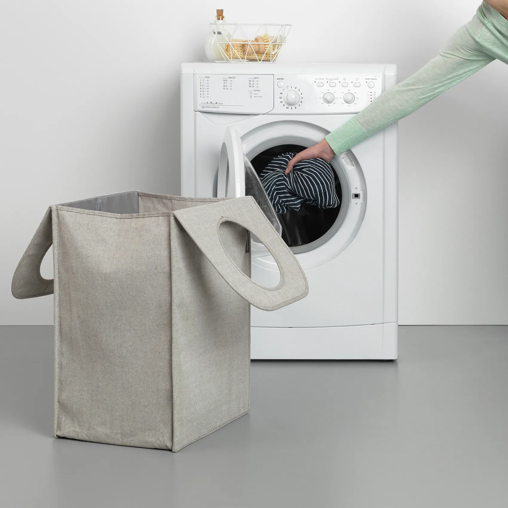 Brabantia laundry bag fabric rectangular 55 liters, light grey Brabantia