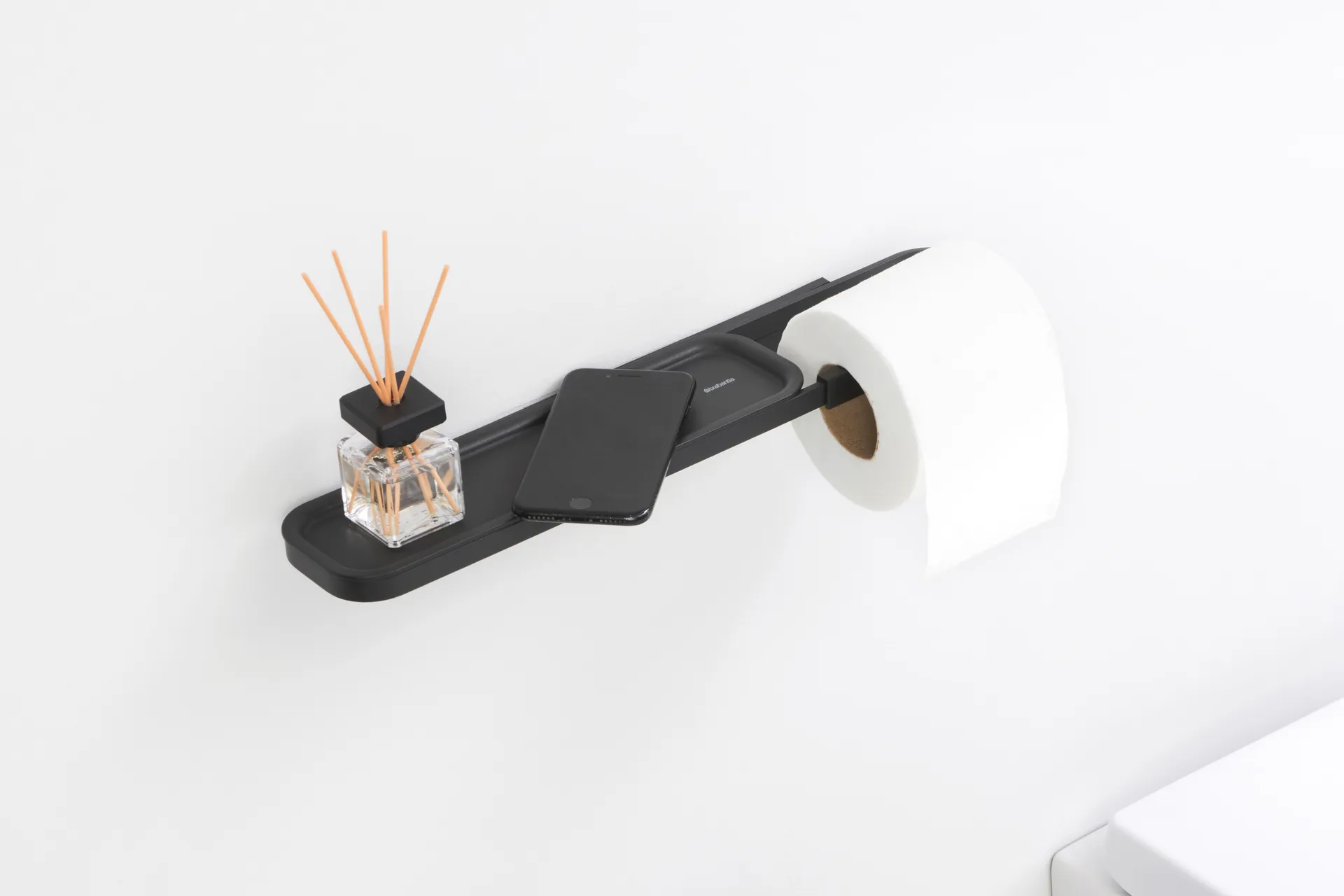 MindSet Toilet paper holder with shelf, Mineral Infinite Grey Brabantia