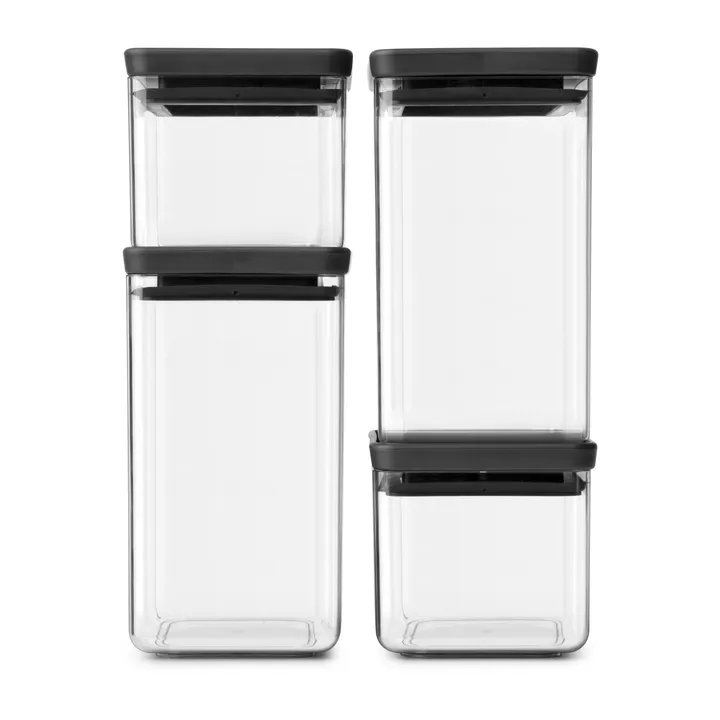 TASTY+ square storage jar set - Dark grey - Brabantia
