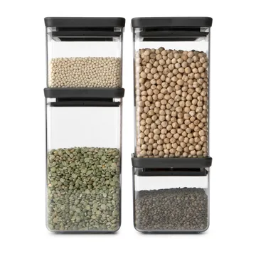 TASTY+ square storage jar set - Dark grey - Brabantia