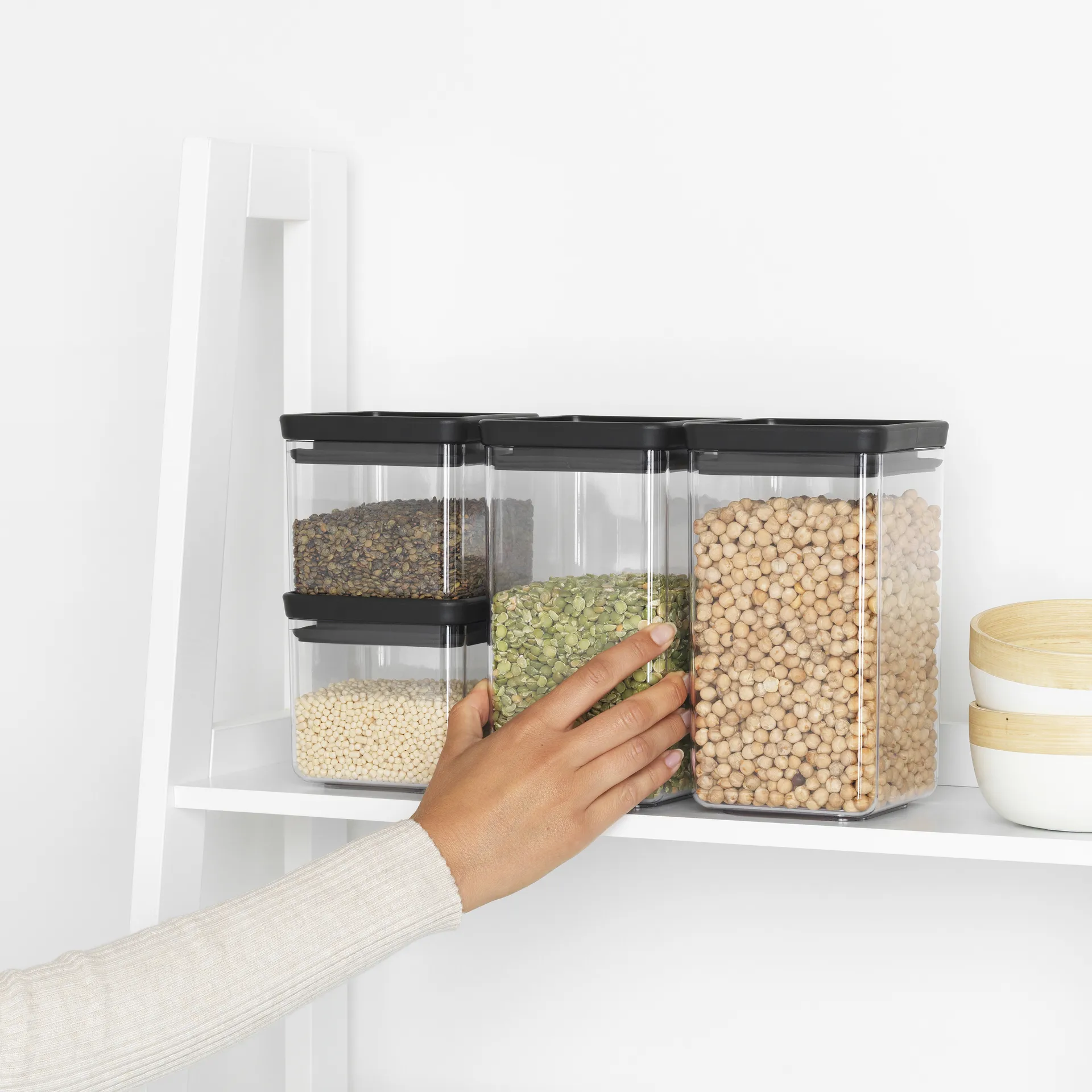 TASTY+ square storage jar set, Dark grey Brabantia