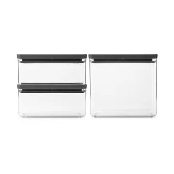 TASTY+ stackable container 3 pieces 2x1.5 L+3.5 L - Dark grey - Brabantia