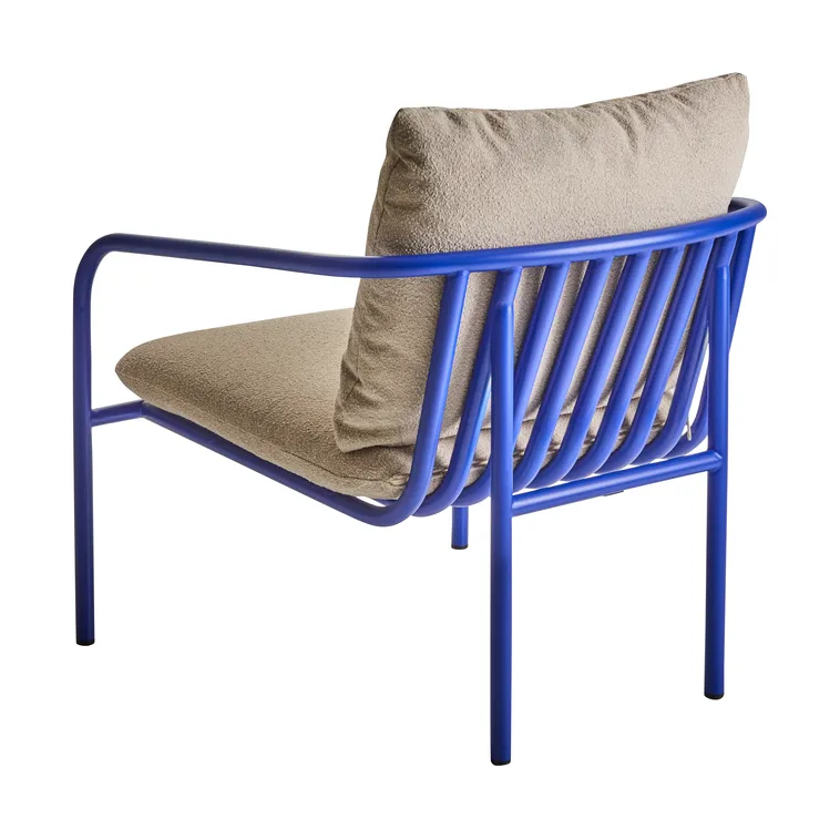 Bendt lounge chair, Teddy beige-indigo blue Brafab