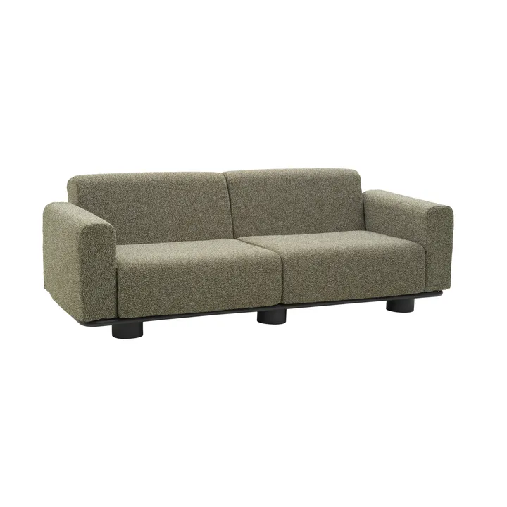 Bolster sofa - Anthracite-teddy verde, 2.5-seater - Brafab