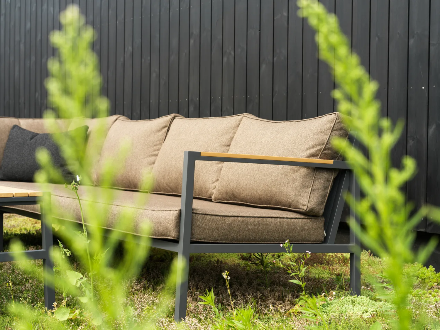 Cap sofa group, Anthracite-brown, 6-seater Brafab