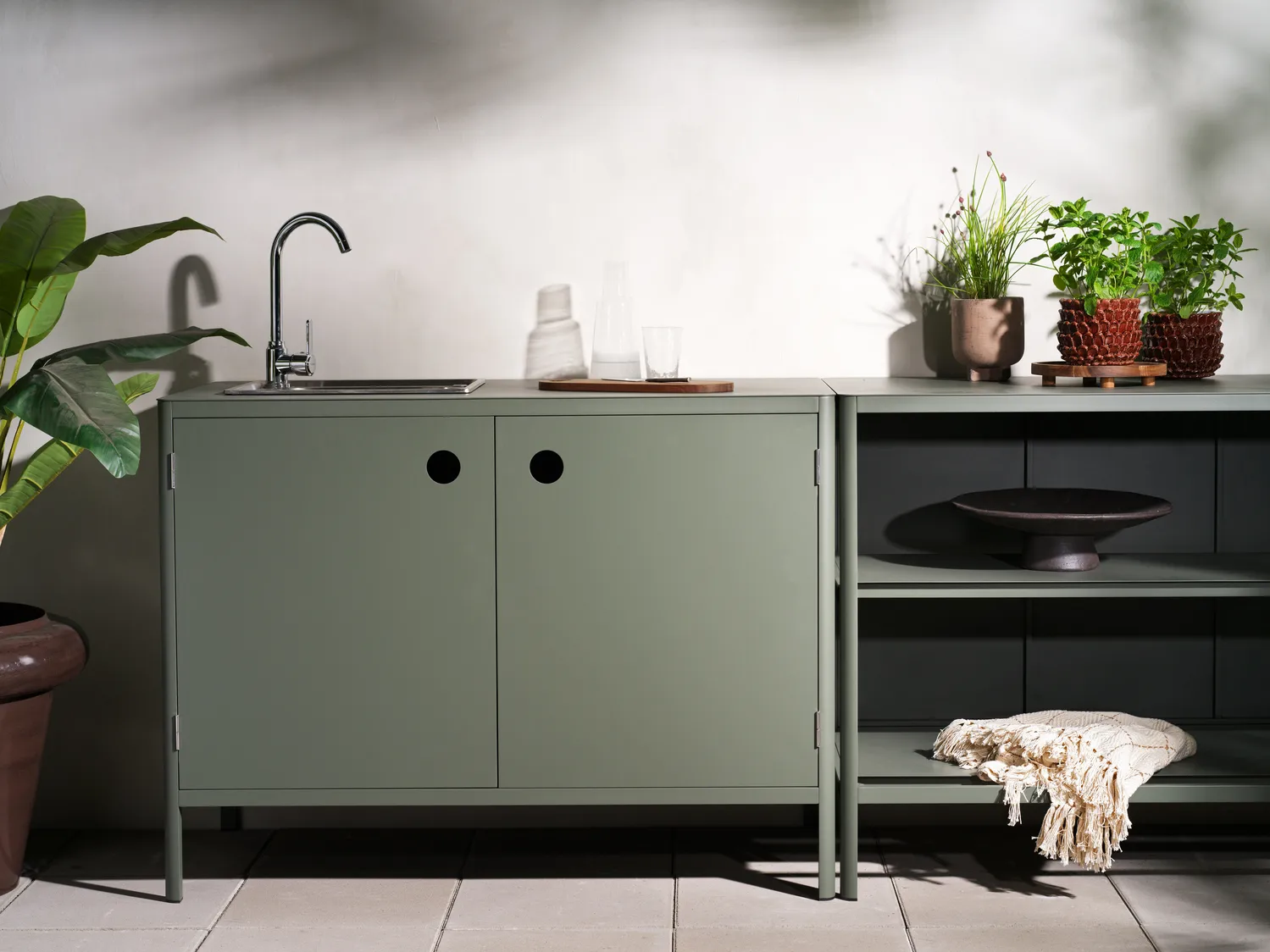 Kelia outdoor kitchen base cabinet with sink, Anthracite, 121x90x64 cm Brafab